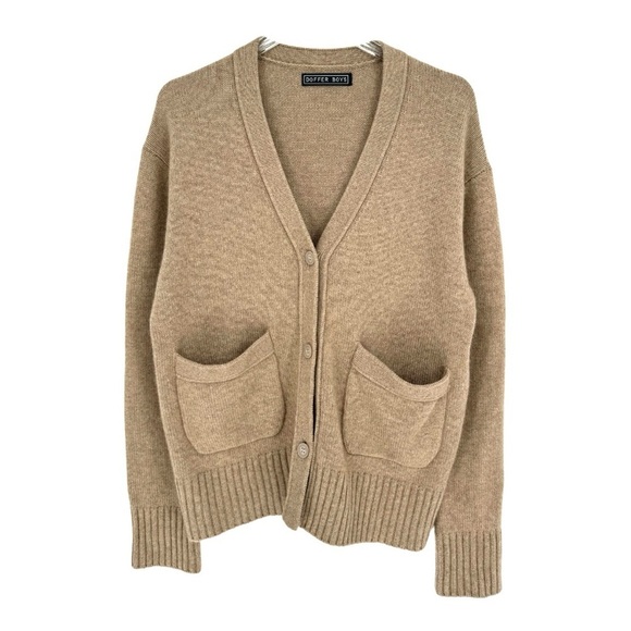 The Doffer Boys Cashmere‎ Favourite Old Cardigan Tan Medium V-neck Button Front - Picture 2 of 8
